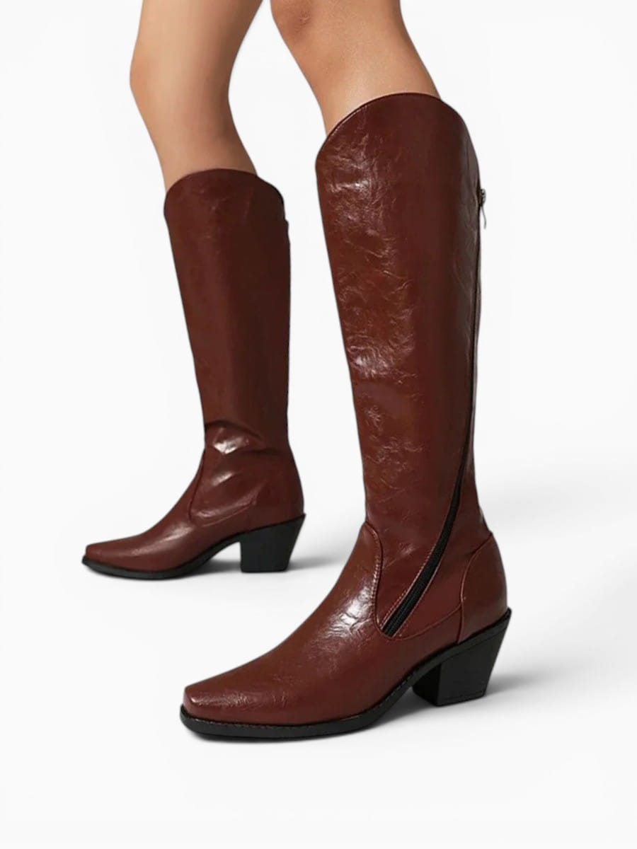 Amara Shoes Pointed Toe Knee High Cowboy Boots