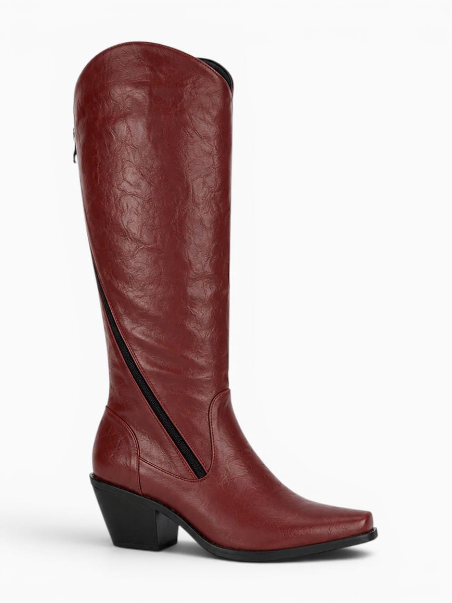 Amara Shoes Pointed Toe Knee High Cowboy Boots