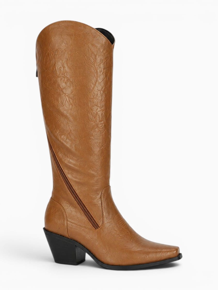Amara Shoes Pointed Toe Knee High Cowboy Boots