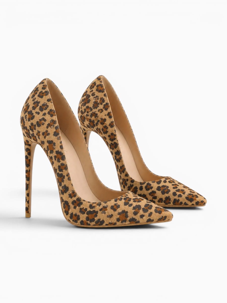 Amara Shoes Pointed Toe Leopard Print Stiletto Heels