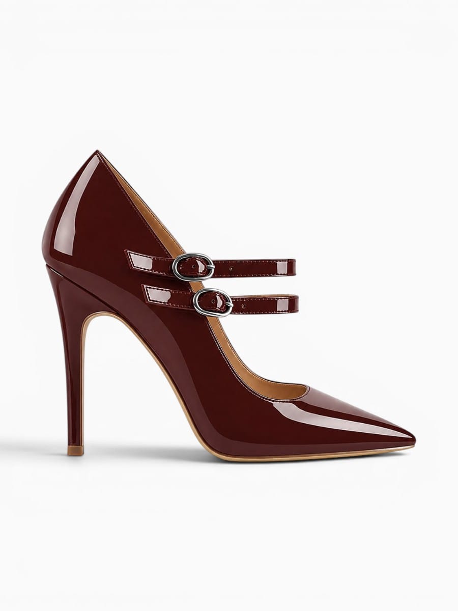 Amara Shoes Pointed Toe Mary Jane Double Strap Stiletto Heels