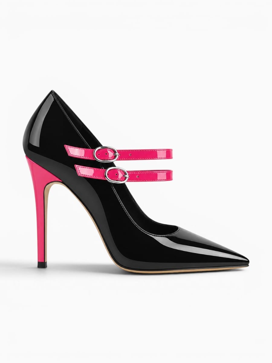 Amara Shoes Pointed Toe Mary Jane Double Strap Stiletto Heels