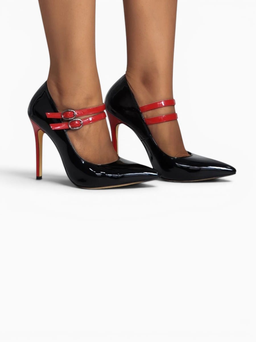 Amara Shoes Pointed Toe Mary Jane Double Strap Stiletto Heels