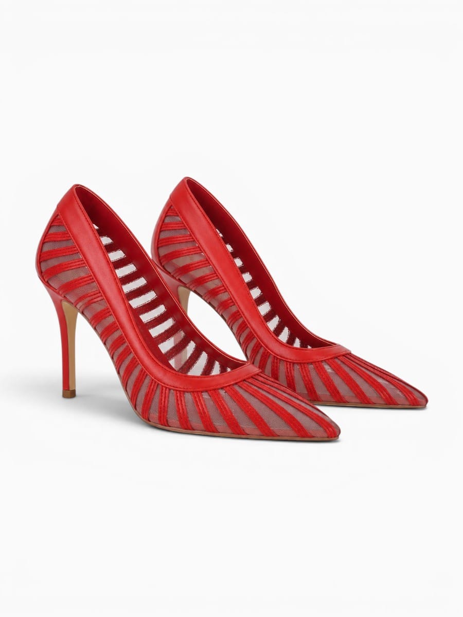 Amara Shoes Pointed Toe Mesh Stiletto Heels
