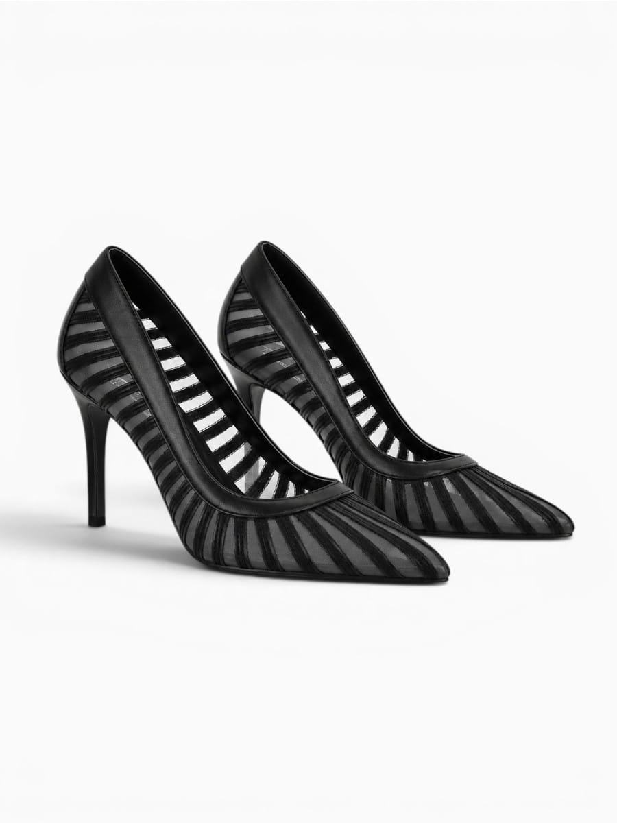Amara Shoes Pointed Toe Mesh Stiletto Heels