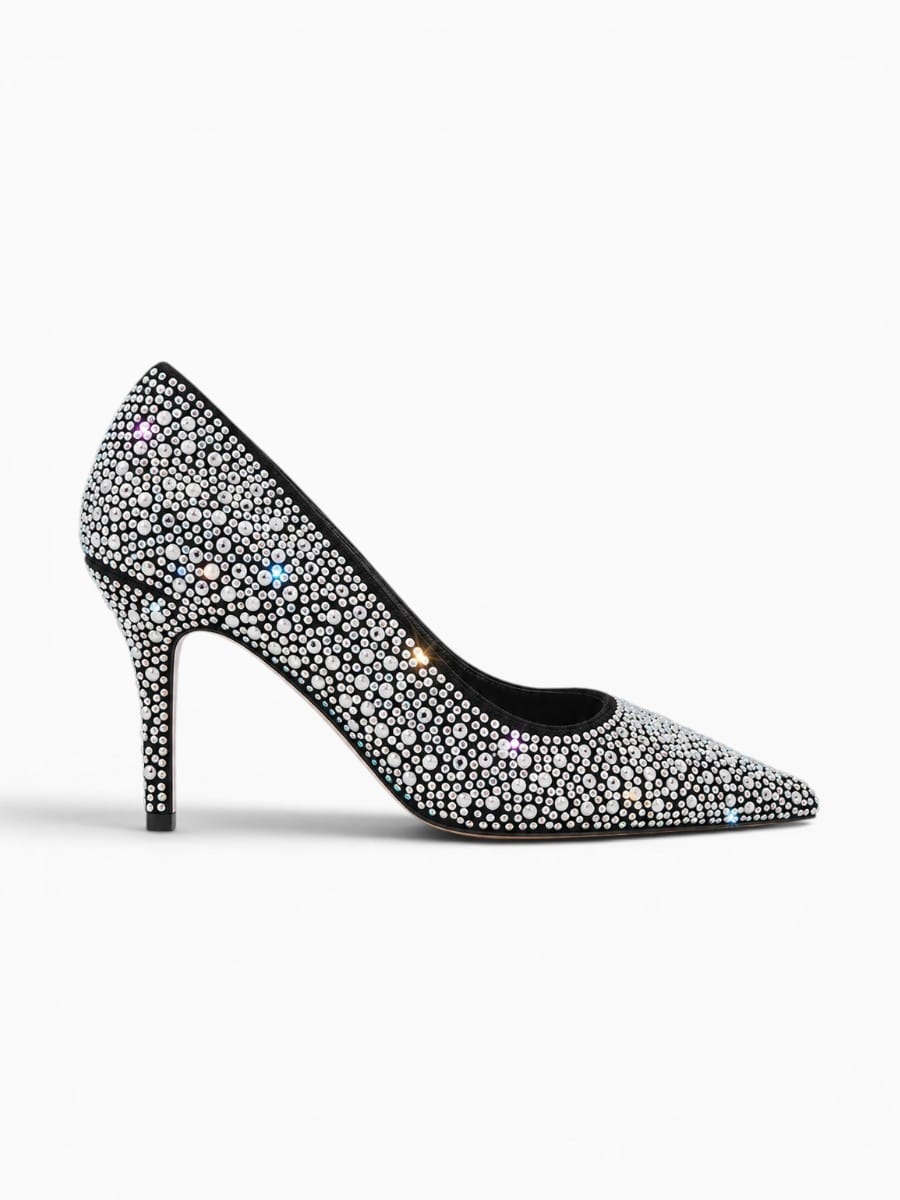 Amara Shoes Pointed Toe Rhinestone Stiletto Heels