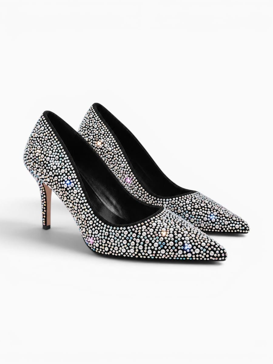 Amara Shoes Pointed Toe Rhinestone Stiletto Heels