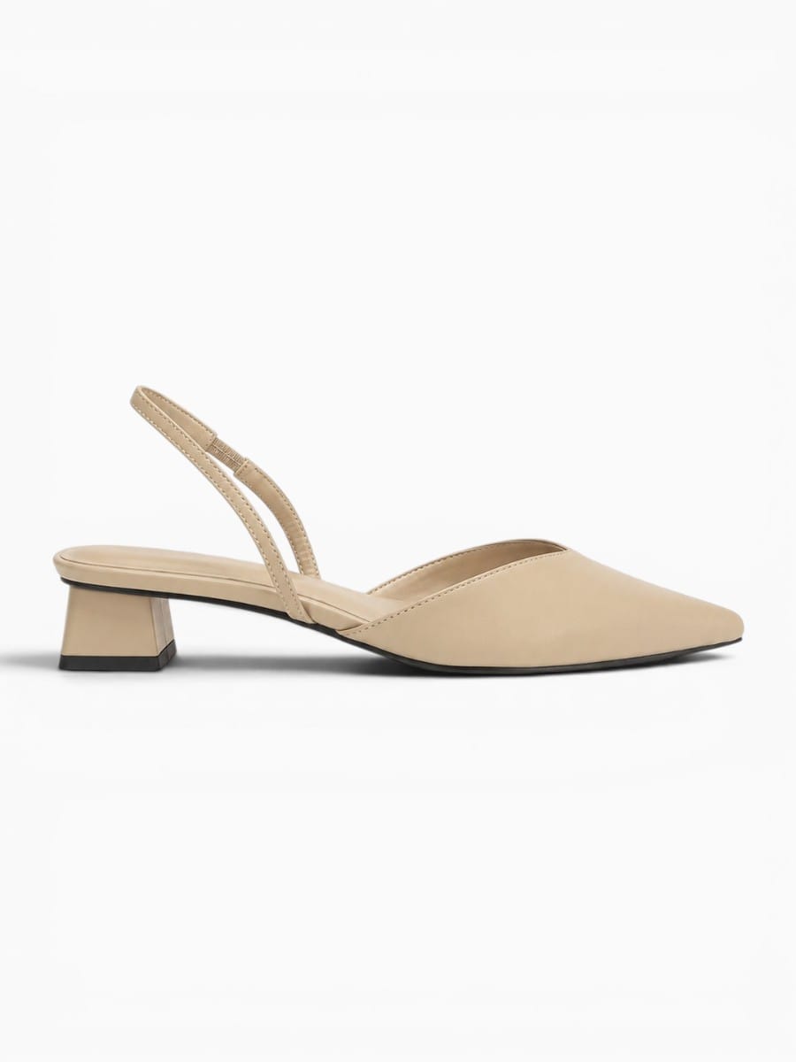 Amara Shoes Pointed Toe Slingback Sandals Low Block Heel Women