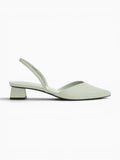 Amara Shoes Pointed Toe Slingback Sandals Low Block Heel Women