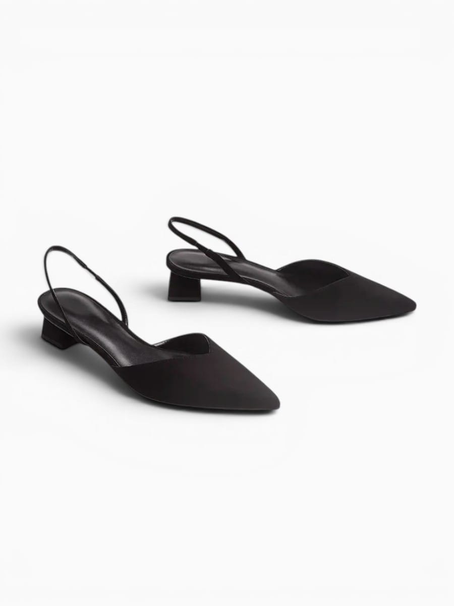 Amara Shoes Pointed Toe Slingback Sandals Low Block Heel Women