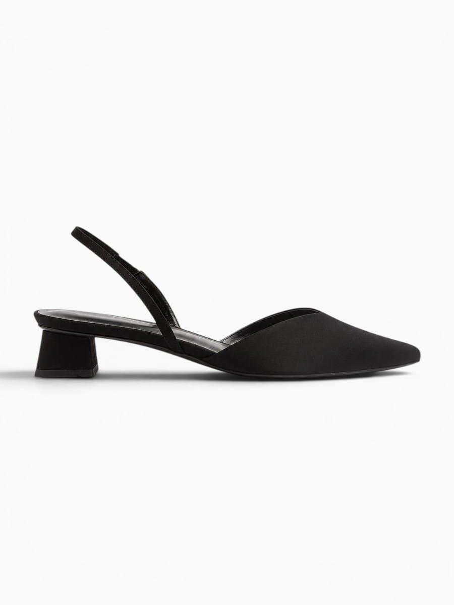 Amara Shoes Pointed Toe Slingback Sandals Low Block Heel Women