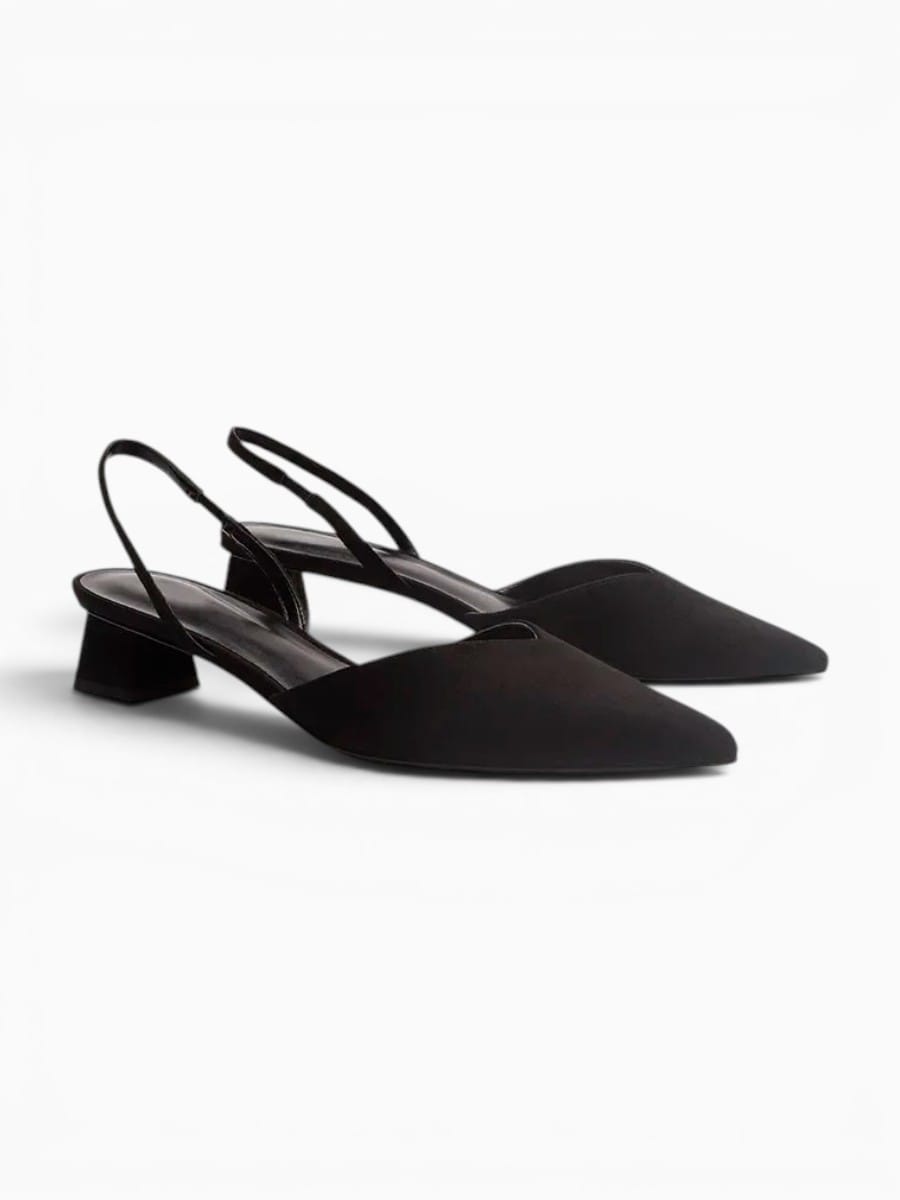 Amara Shoes Pointed Toe Slingback Sandals Low Block Heel Women