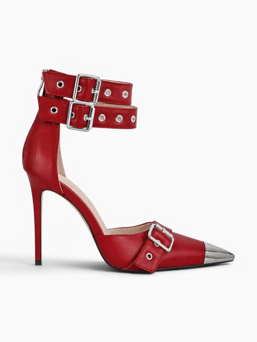 Amara Shoes Pointed Toe Stiletto Ankle Strap Sandals