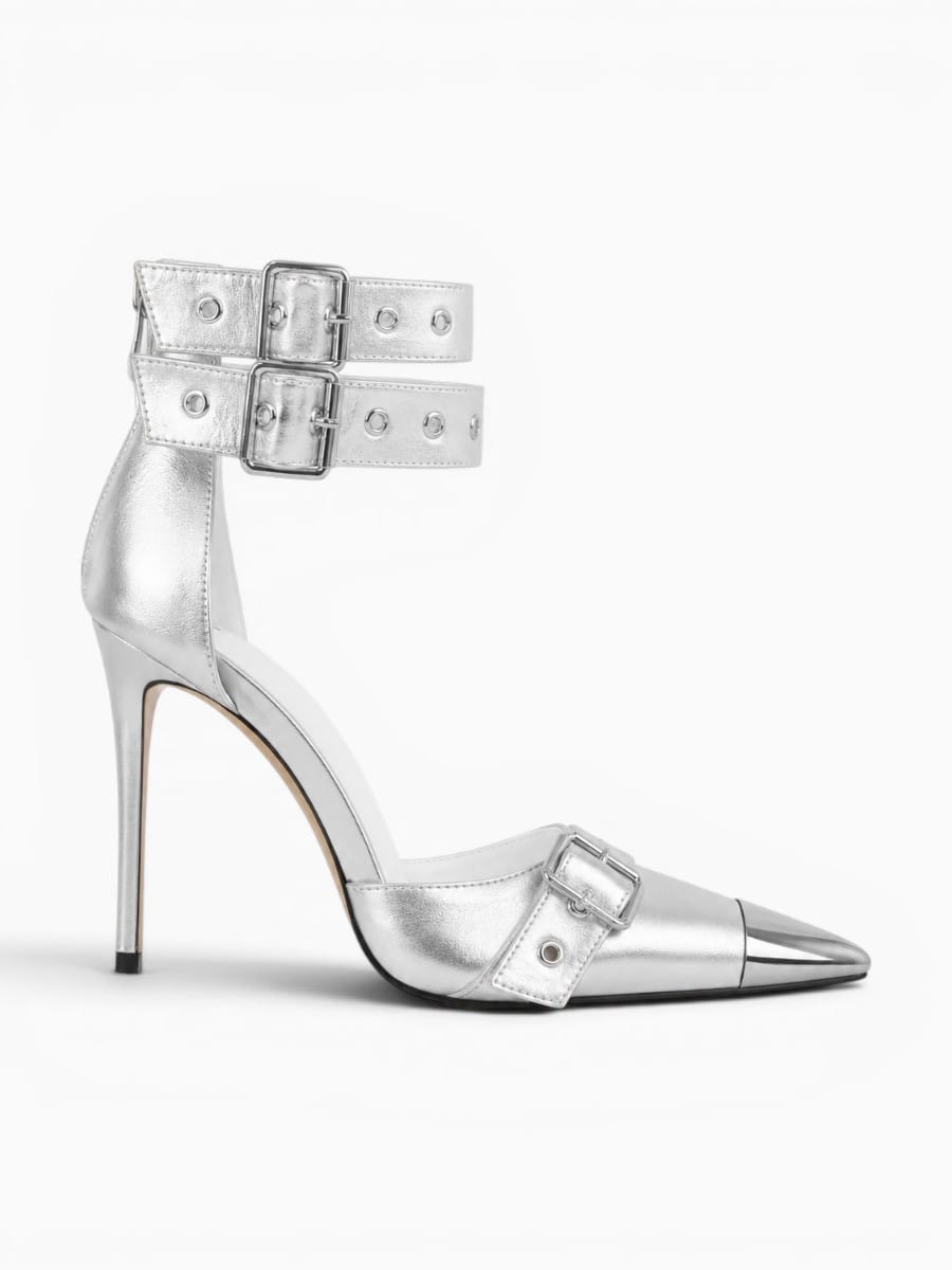 Amara Shoes Pointed Toe Stiletto Ankle Strap Sandals