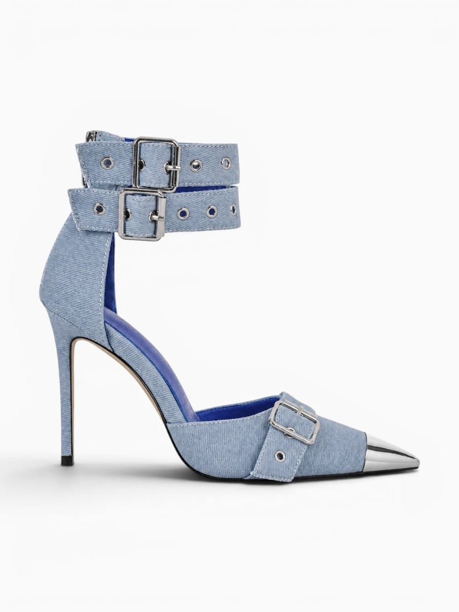 Amara Shoes Pointed Toe Stiletto Ankle Strap Sandals
