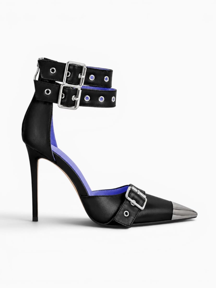 Amara Shoes Pointed Toe Stiletto Ankle Strap Sandals