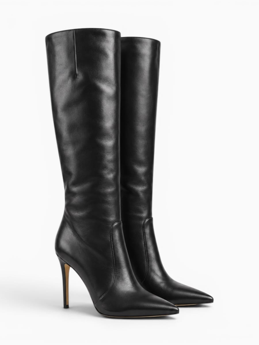 Amara Shoes Pointed Toe Stiletto Knee Boots