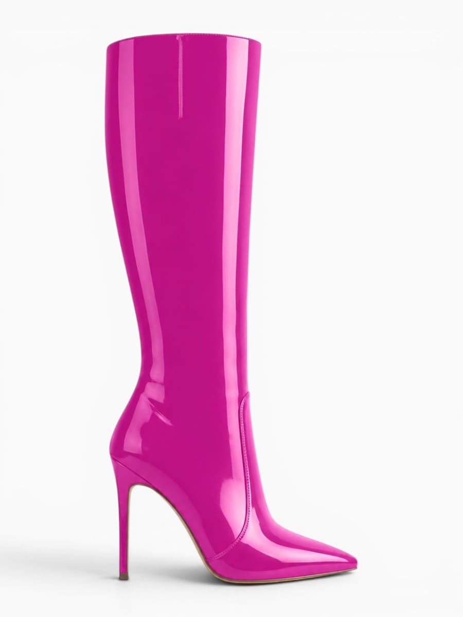 Amara Shoes Pointed Toe Stiletto Knee Boots