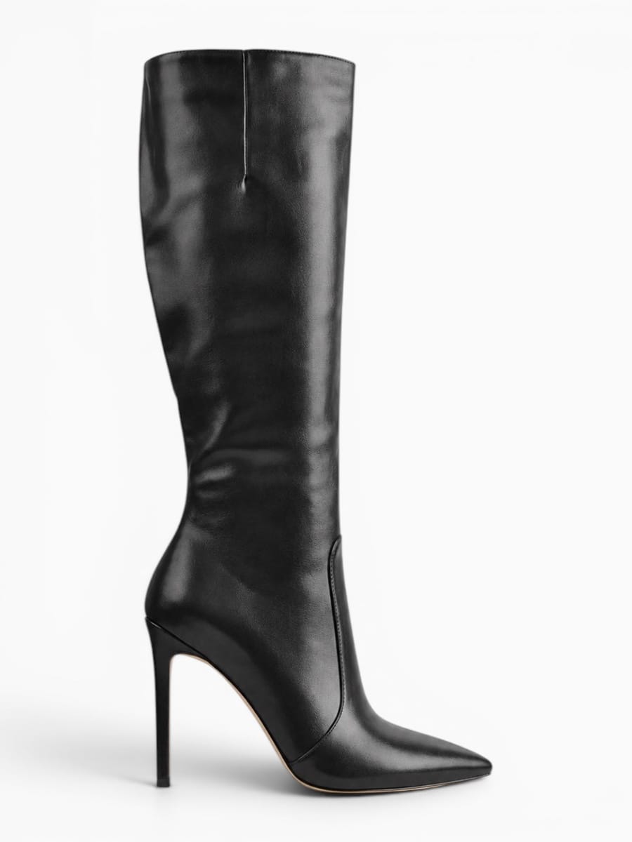 Amara Shoes Pointed Toe Stiletto Knee Boots