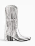Amara Shoes Purple Sequin Fringe Cowboy Boots