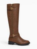 Amara Shoes Quilted Knee-High Buckle Boots
