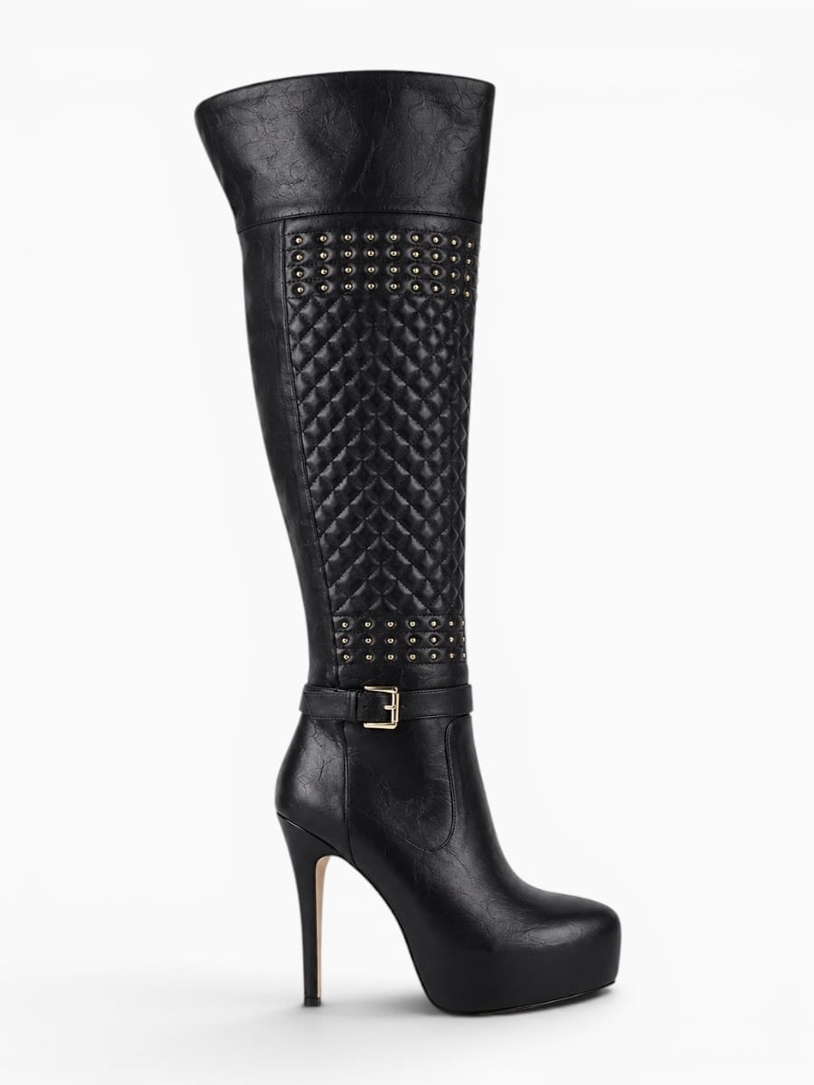 Amara Shoes Quilted Platform Over Knee Boots