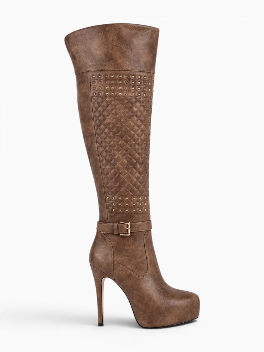 Amara Shoes Quilted Platform Over Knee Boots