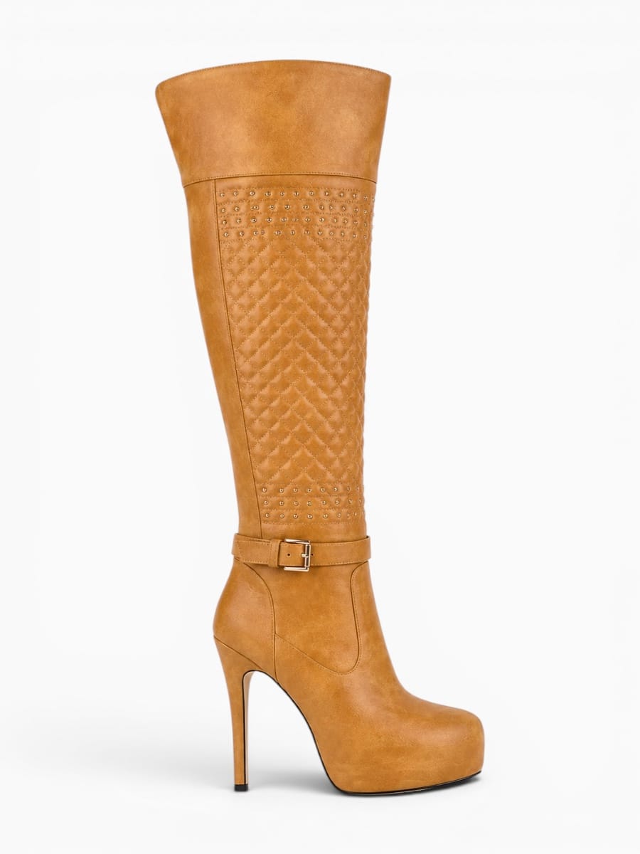Amara Shoes Quilted Platform Over Knee Boots