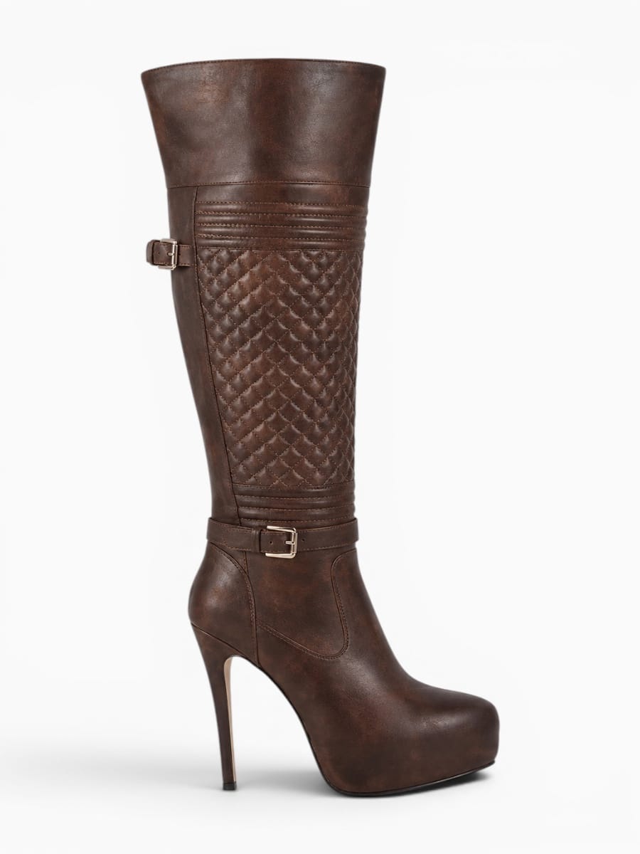 Amara Shoes Quilted Platform Over Knee Boots