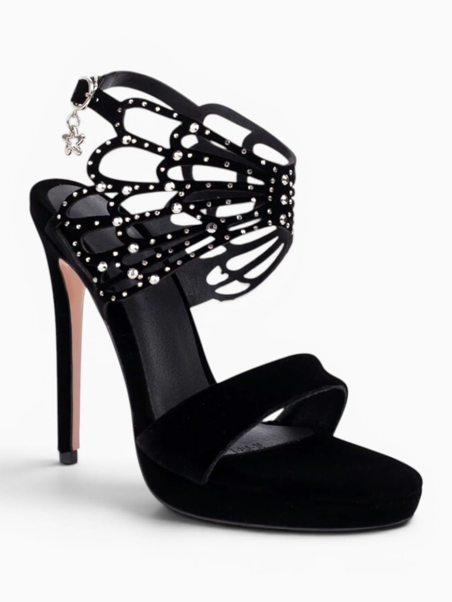 Amara Shoes Rhinestone Ankle Strap Stiletto Heel Sandals
