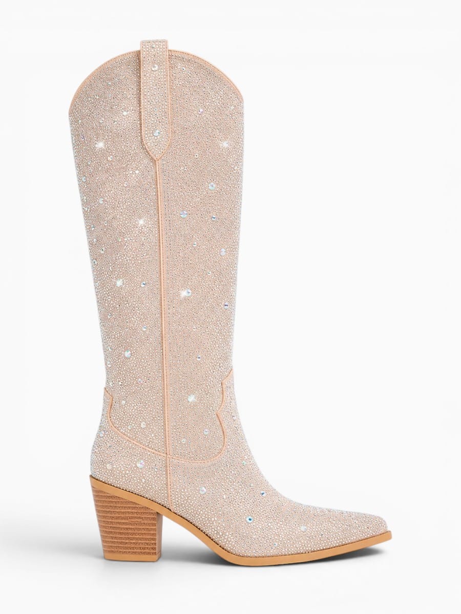 Amara Shoes Rhinestone Gradient Knee High Western Cowboy Boots