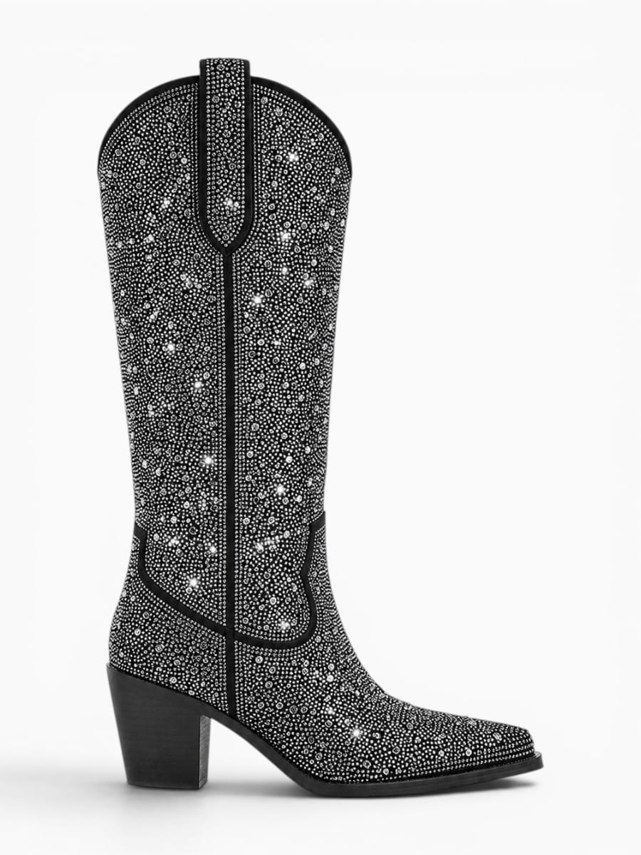 Amara Shoes Rhinestone Gradient Knee High Western Cowboy Boots