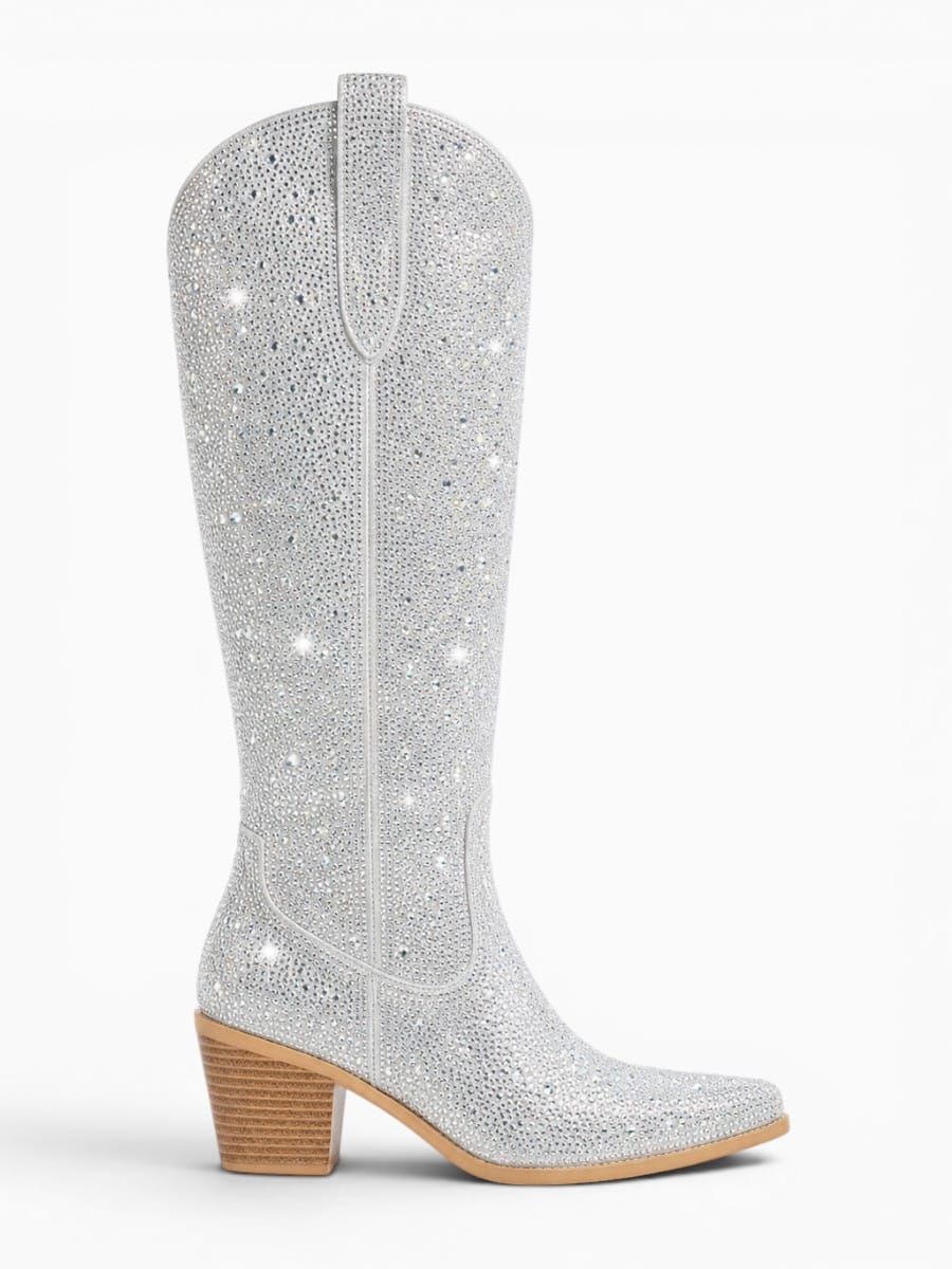 Amara Shoes Rhinestone Gradient Knee High Western Cowboy Boots