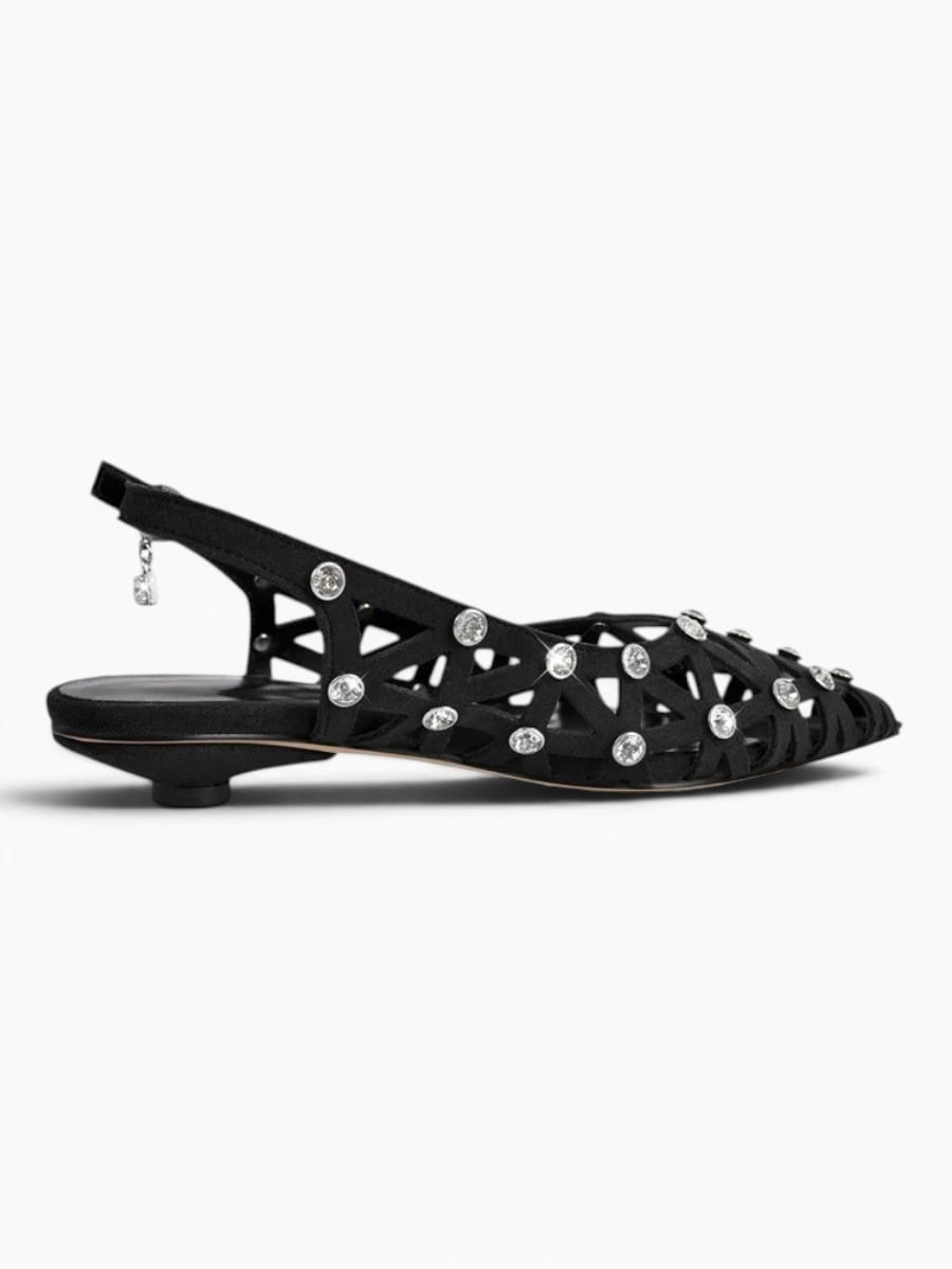 Amara Shoes Rhinestone Slingback Ballet Flats