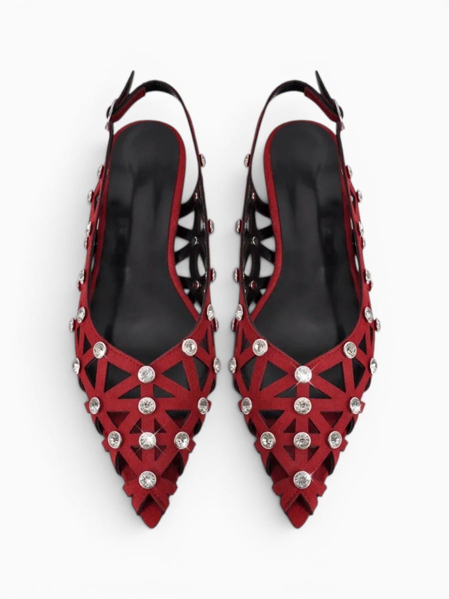 Amara Shoes Rhinestone Slingback Ballet Flats