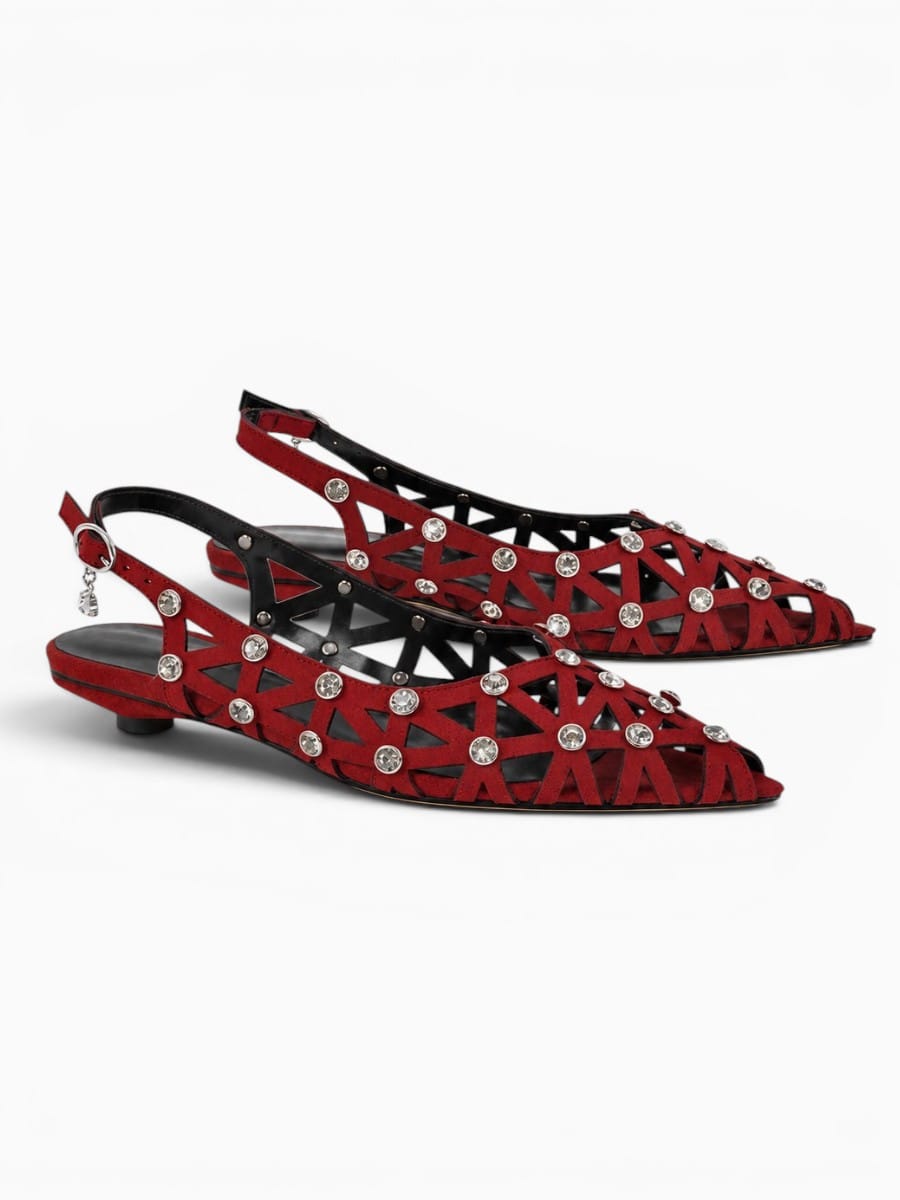 Amara Shoes Rhinestone Slingback Ballet Flats