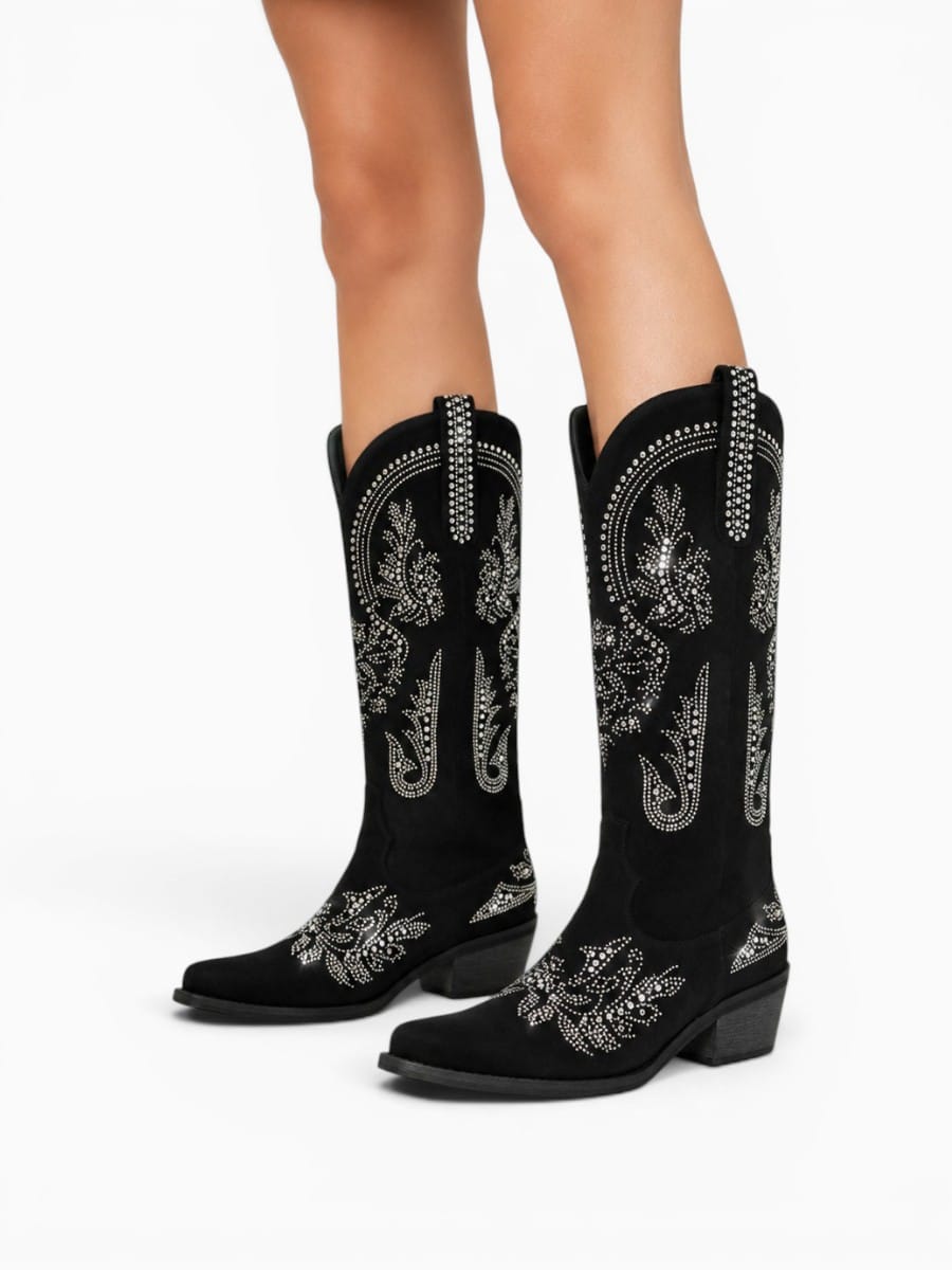 Amara Shoes Rhinestone Western Pointed Toe Cowboy Boots