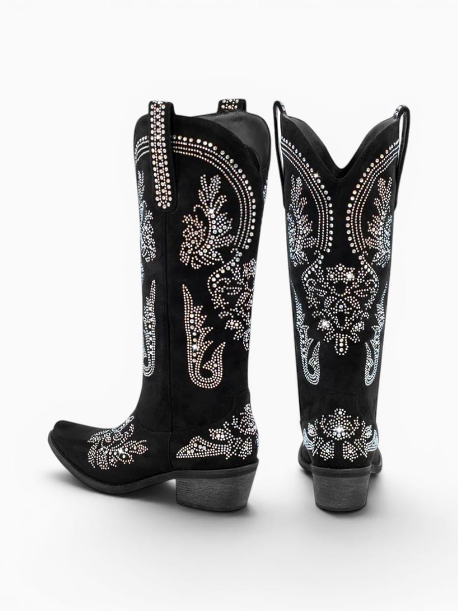 Amara Shoes Rhinestone Western Pointed Toe Cowboy Boots