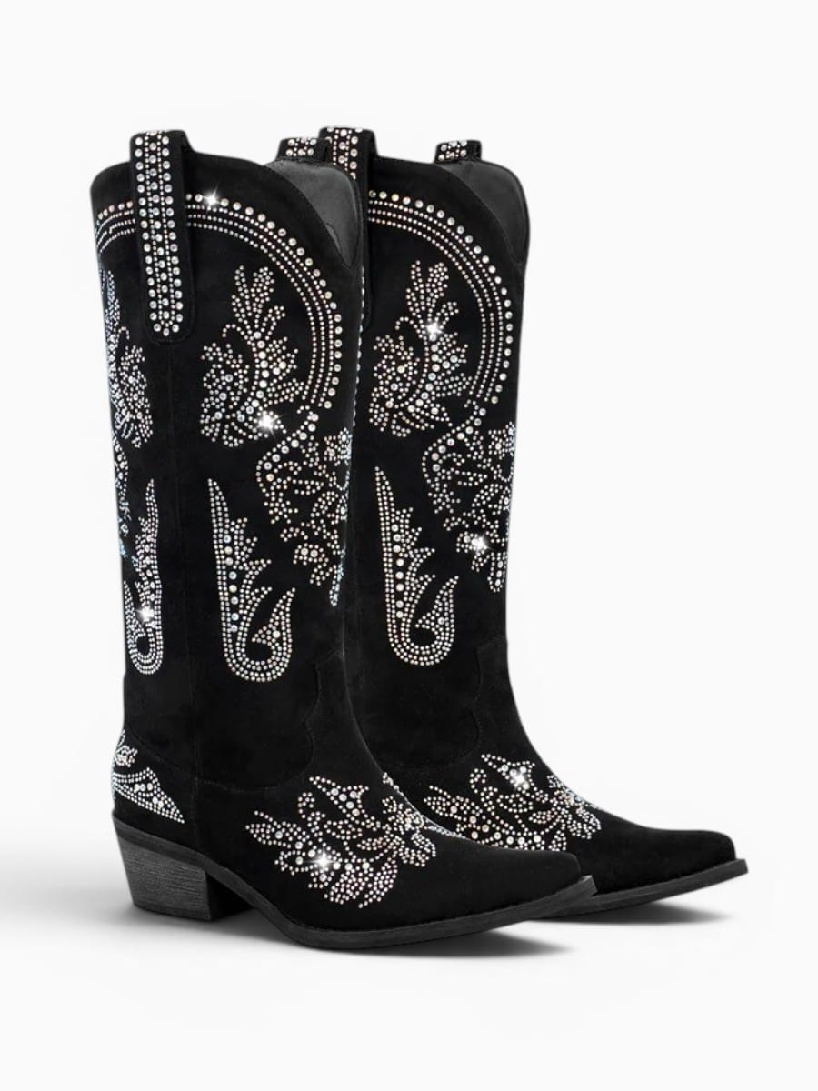 Amara Shoes Rhinestone Western Pointed Toe Cowboy Boots