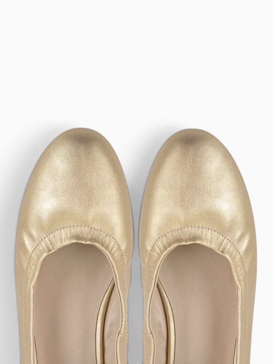 Amara Shoes Rhinestones Gold Metallic Ballet  Flats