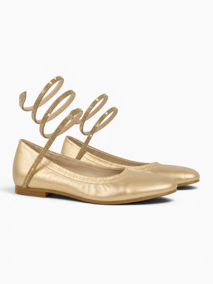 Amara Shoes Rhinestones Gold Metallic Ballet  Flats