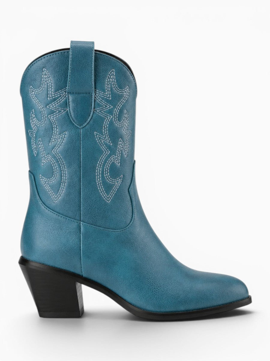 Amara Shoes Round Toe Cowboy Ankle Boots