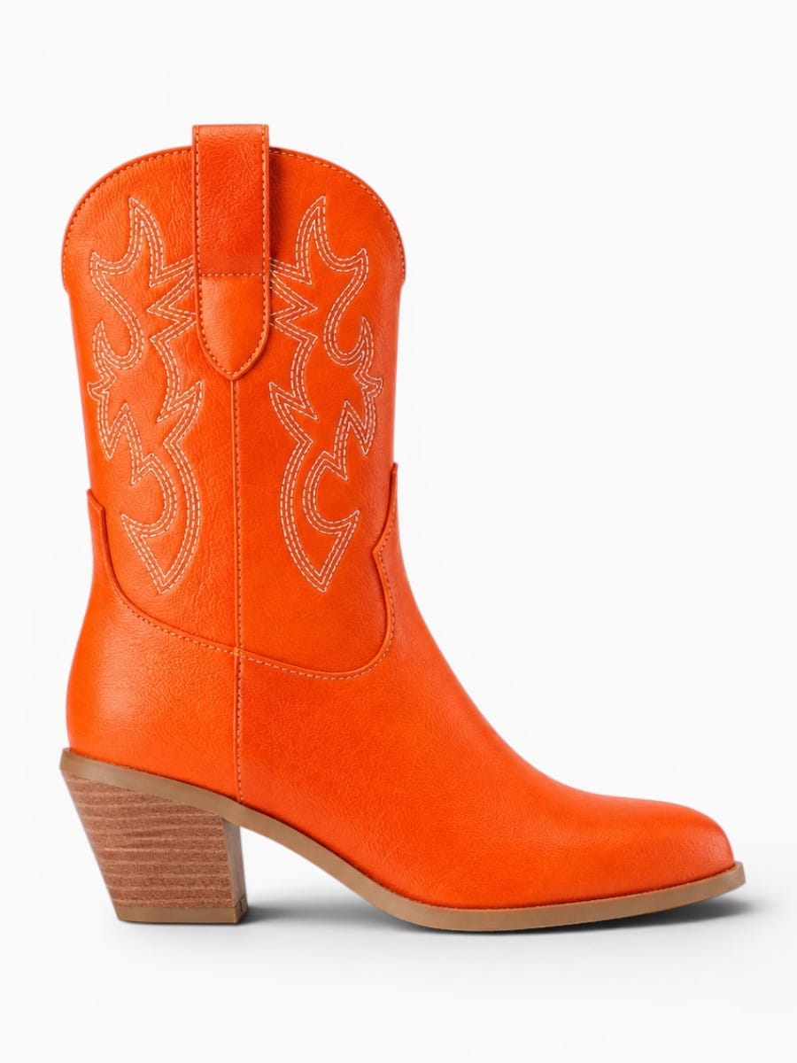 Amara Shoes Round Toe Cowboy Ankle Boots