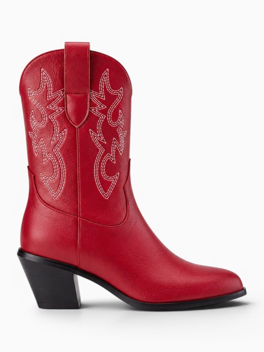 Amara Shoes Round Toe Cowboy Ankle Boots