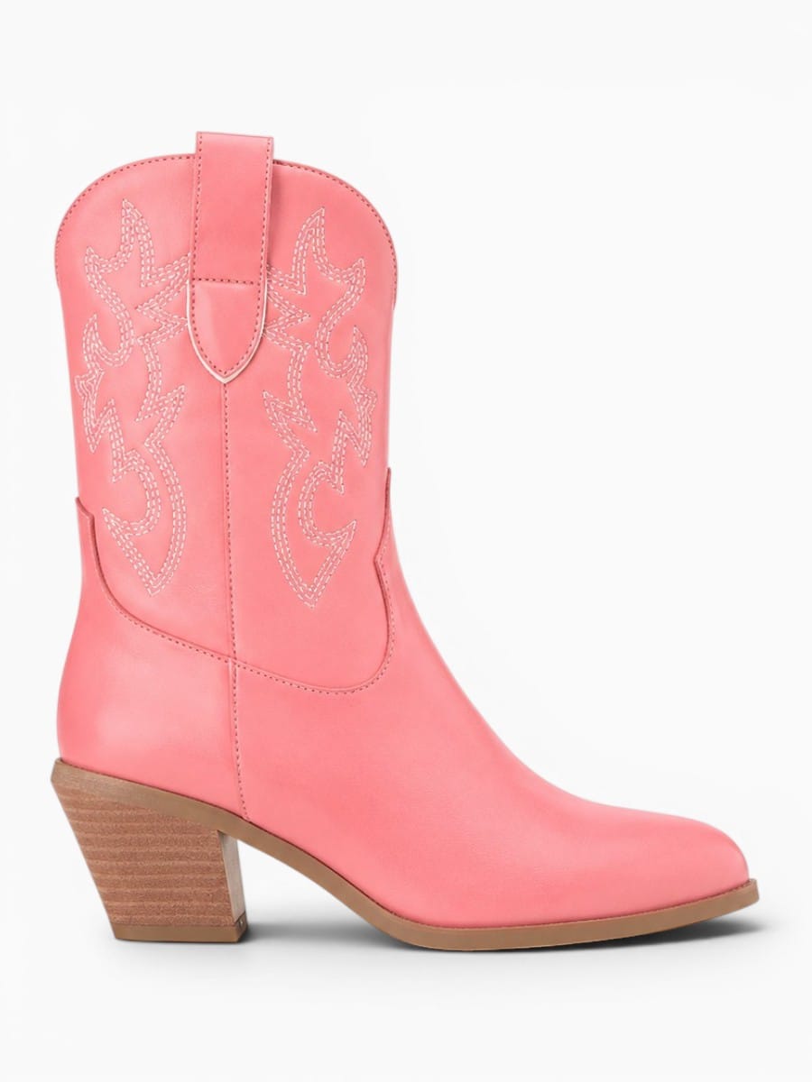 Amara Shoes Round Toe Cowboy Ankle Boots