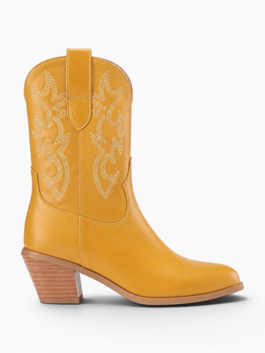 Amara Shoes Round Toe Cowboy Ankle Boots
