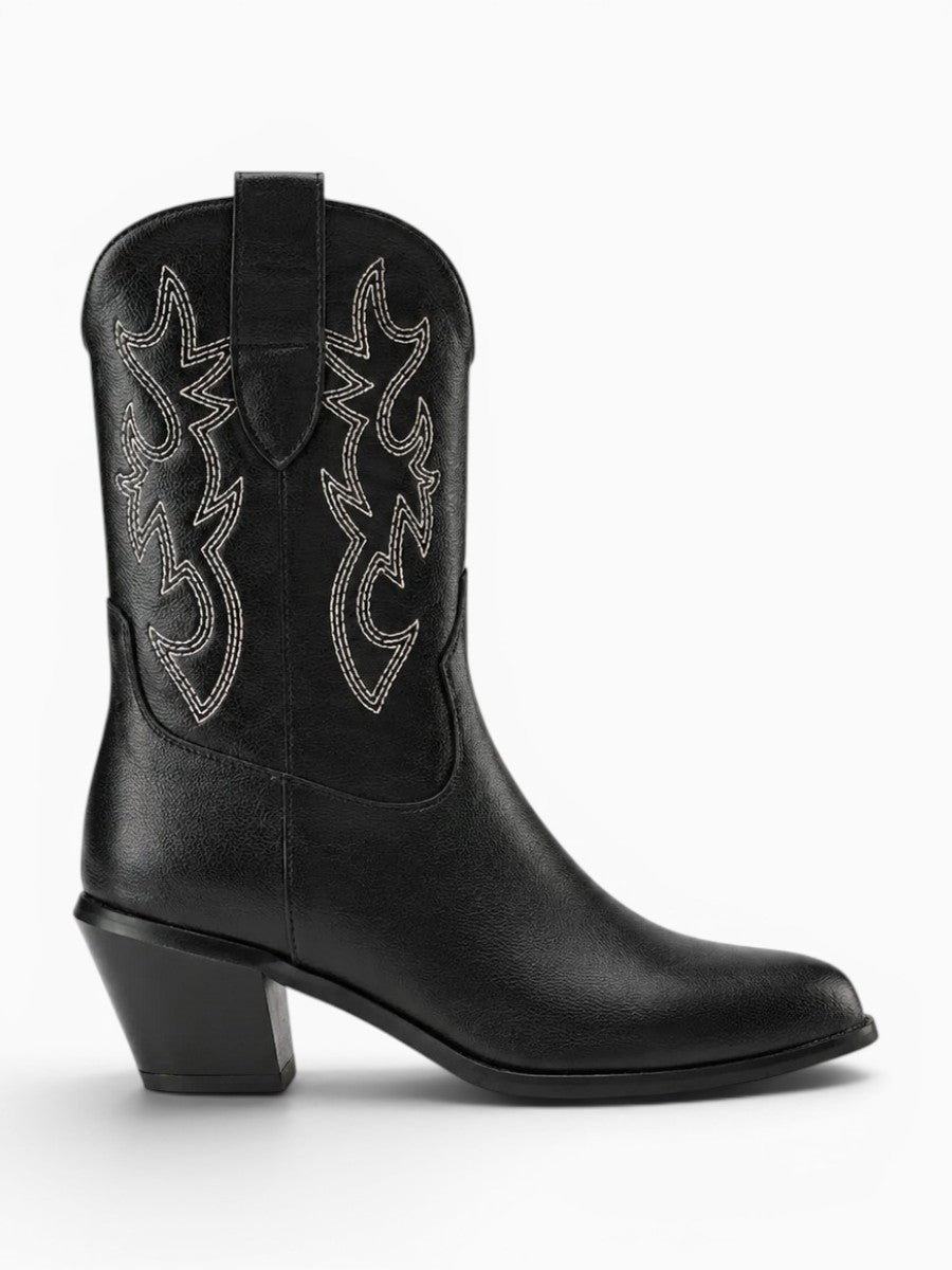 Amara Shoes Round Toe Cowboy Ankle Boots