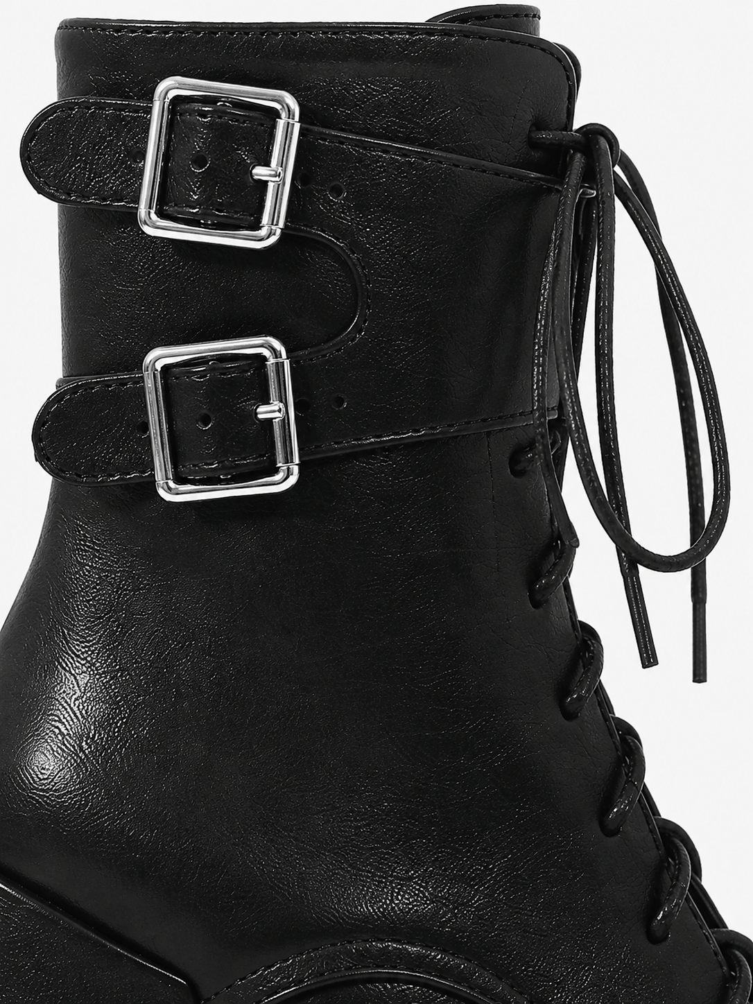 Amara Shoes Round Toe Platform Ankle Boot Square Heel Cross Zip