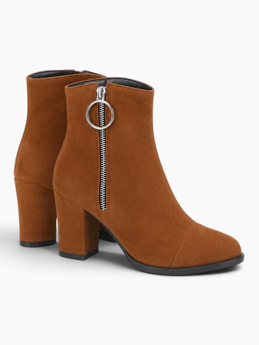 Amara Shoes Side Zip Block Heel Ankle Boots