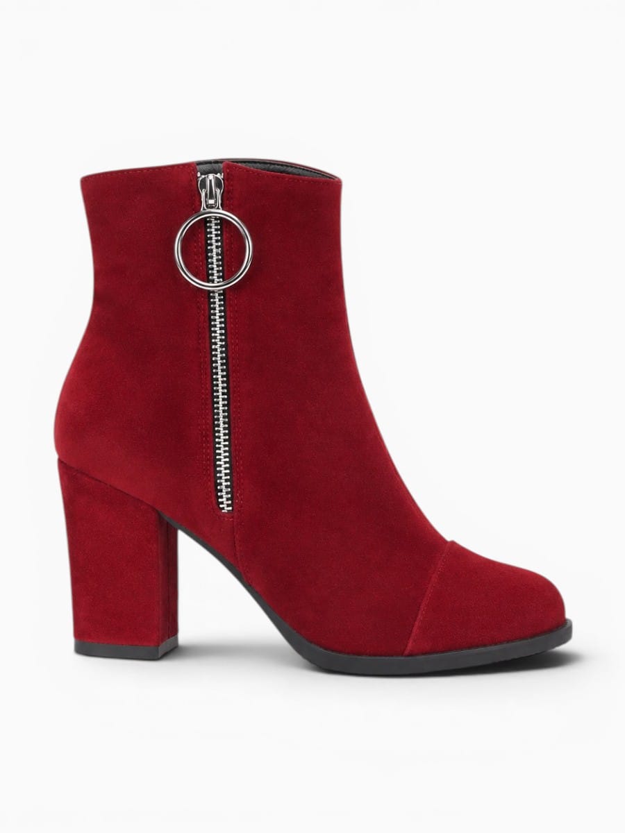 Amara Shoes Side Zip Block Heel Ankle Boots